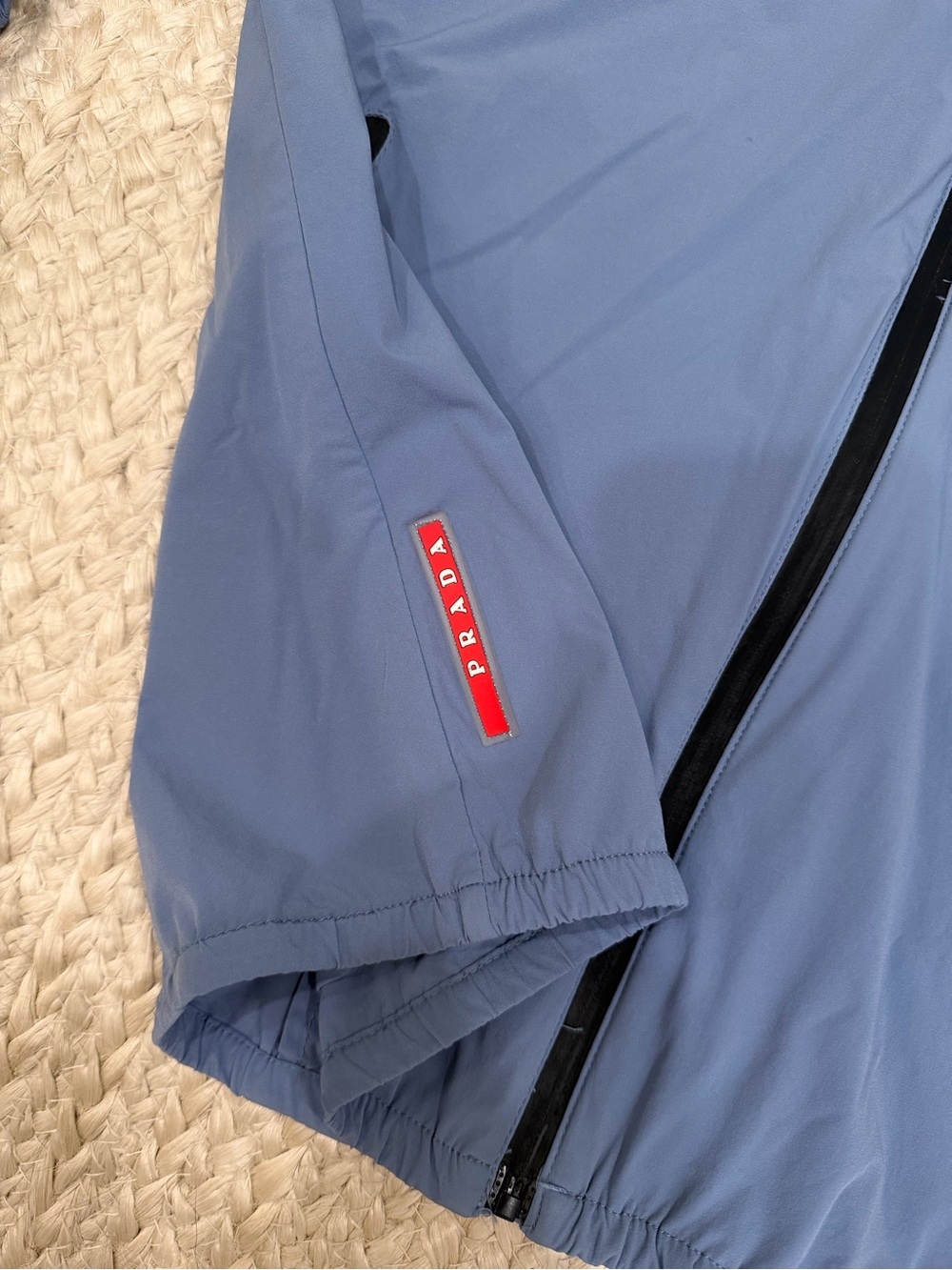 Prada Light Blue Hooded Windbreaker with Black Zipper Pull - Picture 2 of 7